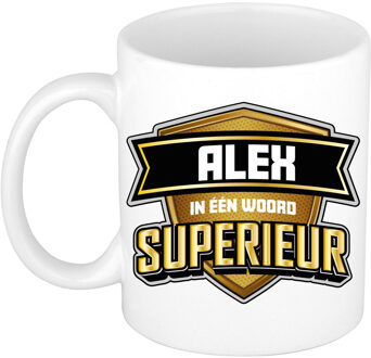 Bellatio Decorations Naam mok Alex - wit - Superieur - keramiek - 300 ml - cadeau collega beker