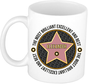 Bellatio Decorations Naam mok Alexander - wit - Most Brilliant - keramiek - 300 ml - cadeau collega beker Zwart