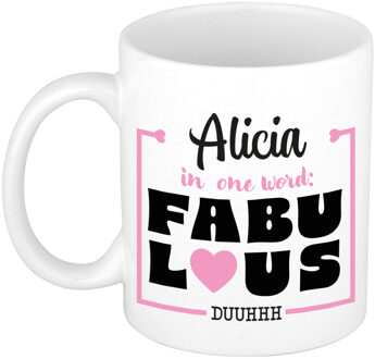 Bellatio Decorations Naam mok Alicia - wit - Fabulous - keramiek - 300 ml - cadeau collega beker