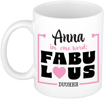 Bellatio Decorations Naam mok Anna - wit - Fabulous - keramiek - 300 ml - cadeau collega beker