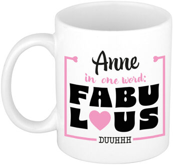 Bellatio Decorations Naam mok Anne - wit - Fabulous - keramiek - 300 ml - cadeau collega beker Roze