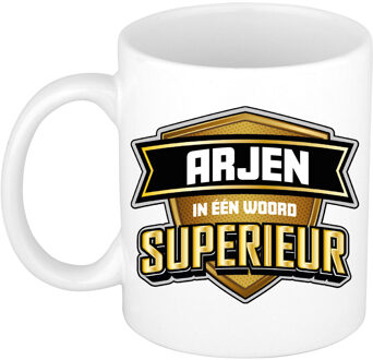 Bellatio Decorations Naam mok Arjen - wit - Superieur - keramiek - 300 ml - cadeau collega beker