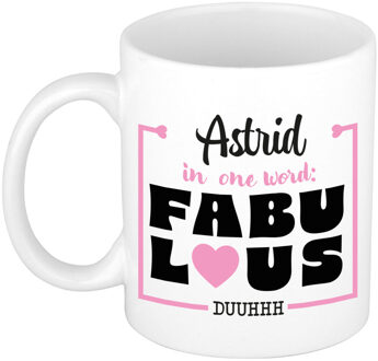 Bellatio Decorations Naam mok Astrid - wit - Fabulous - keramiek - 300 ml - cadeau collega beker