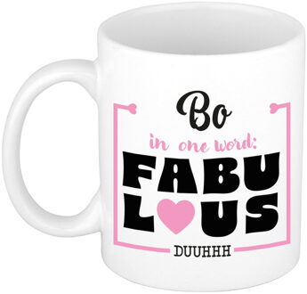 Bellatio Decorations Naam mok Bo - wit - Fabulous - keramiek - 300 ml - cadeau collega beker Roze
