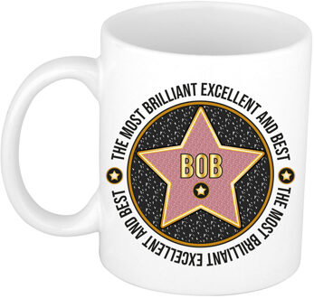 Bellatio Decorations Naam mok Bob - wit - Most Brilliant - keramiek - 300 ml - cadeau collega beker Zwart