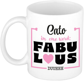 Bellatio Decorations Naam mok Cato - wit - Fabulous - keramiek - 300 ml - cadeau collega beker