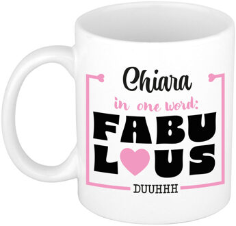 Bellatio Decorations Naam mok Chiara - wit - Fabulous - keramiek - 300 ml - cadeau collega beker