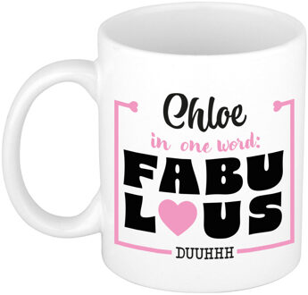 Bellatio Decorations Naam mok Chloe - wit - Fabulous - keramiek - 300 ml - cadeau collega beker
