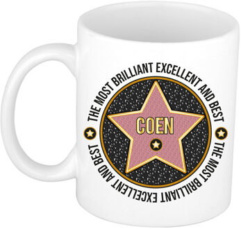 Bellatio Decorations Naam mok Coen - wit - Most Brilliant - keramiek - 300 ml - cadeau collega beker Zwart