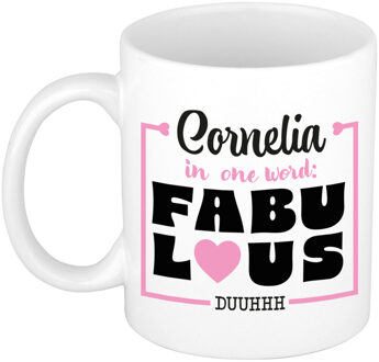 Bellatio Decorations Naam mok Cornelia - wit - Fabulous - keramiek - 300 ml - cadeau collega beker
