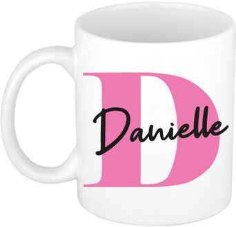 Bellatio Decorations Naam mok Danielle - roze - wit - keramiek - 300 ml - verjaardag/cadeau beker Fuchsia