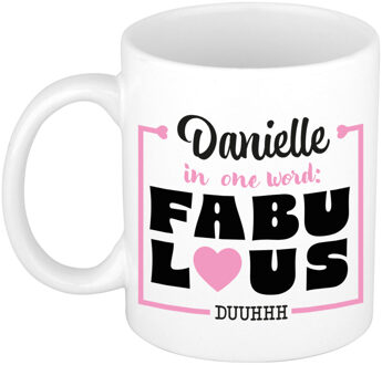 Bellatio Decorations Naam mok Danielle - wit - Fabulous - keramiek - 300 ml - cadeau collega beker Roze
