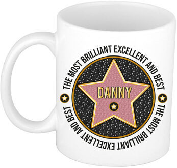 Bellatio Decorations Naam mok Danny - wit - Most Brilliant - keramiek - 300 ml - cadeau collega beker