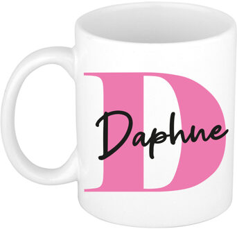 Bellatio Decorations Naam mok Daphne - roze - wit - keramiek - 300 ml - verjaardag/cadeau beker