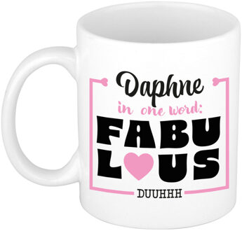 Bellatio Decorations Naam mok Daphne - wit - Fabulous - keramiek - 300 ml - cadeau collega beker