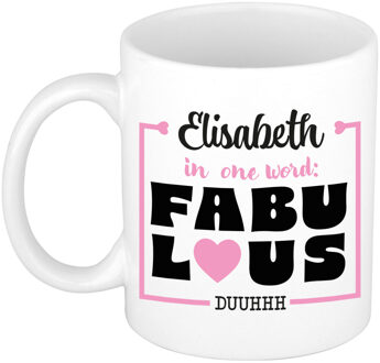 Bellatio Decorations Naam mok Elisabeth - wit - Fabulous - keramiek - 300 ml - cadeau collega beker