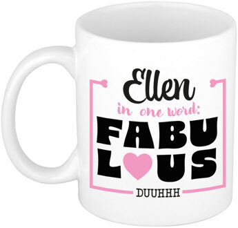 Bellatio Decorations Naam mok Ellen - wit - Fabulous - keramiek - 300 ml - cadeau collega beker