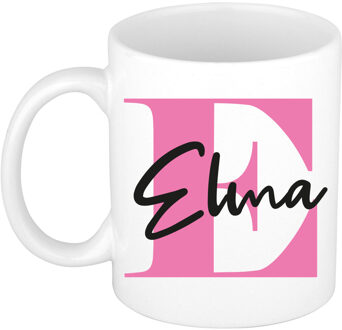 Bellatio Decorations Naam mok Elma - roze - wit - keramiek - 300 ml - verjaardag/cadeau beker Fuchsia