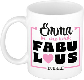 Bellatio Decorations Naam mok Emma - wit - Fabulous - keramiek - 300 ml - cadeau collega beker