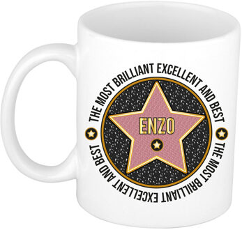 Bellatio Decorations Naam mok Enzo - wit - Most Brilliant - keramiek - 300 ml - cadeau collega beker