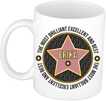 Bellatio Decorations Naam mok Erika - wit - Most Brilliant - keramiek - 300 ml - cadeau collega beker