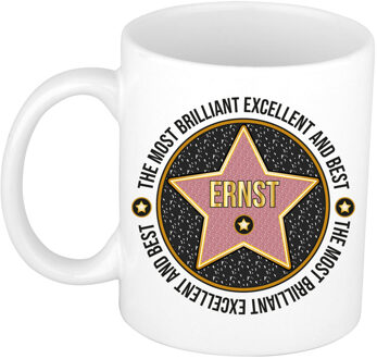 Bellatio Decorations Naam mok Ernst - wit - Most Brilliant - keramiek - 300 ml - cadeau collega beker Zwart