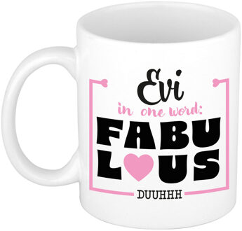 Bellatio Decorations Naam mok Evi - wit - Fabulous - keramiek - 300 ml - cadeau collega beker