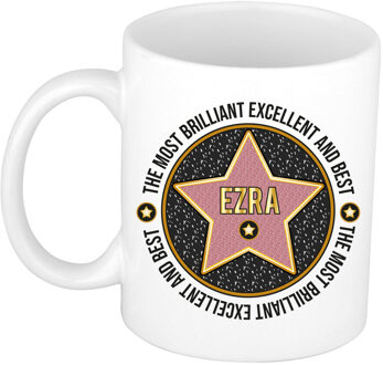 Bellatio Decorations Naam mok Ezra - wit - Most Brilliant - keramiek - 300 ml - cadeau collega beker