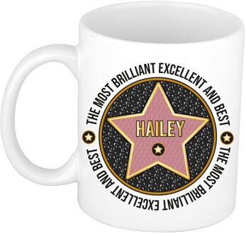 Bellatio Decorations Naam mok Hailey - wit - Most Brilliant - keramiek - 300 ml - cadeau collega beker