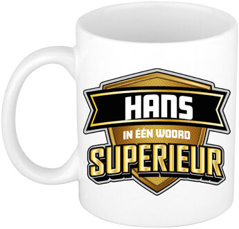 Bellatio Decorations Naam mok Hans - wit - Superieur - keramiek - 300 ml - cadeau collega beker