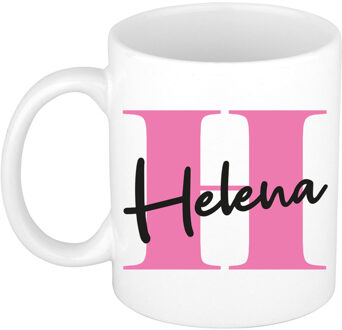 Bellatio Decorations Naam mok Helena - roze - wit - keramiek - 300 ml - verjaardag/cadeau beker Fuchsia