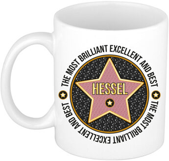 Bellatio Decorations Naam mok Hessel - wit - Most Brilliant - keramiek - 300 ml - cadeau collega beker Zwart