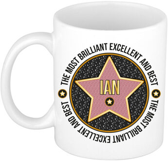 Bellatio Decorations Naam mok Ian - wit - Most Brilliant - keramiek - 300 ml - cadeau collega beker Zwart