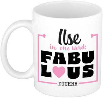 Bellatio Decorations Naam mok Ilse - wit - Fabulous - keramiek - 300 ml - cadeau collega beker