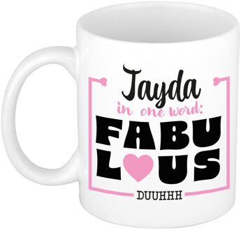 Bellatio Decorations Naam mok Jayda - wit - Fabulous - keramiek - 300 ml - cadeau collega beker