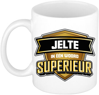 Bellatio Decorations Naam mok Jelte - superieur - 30cl - kado beker