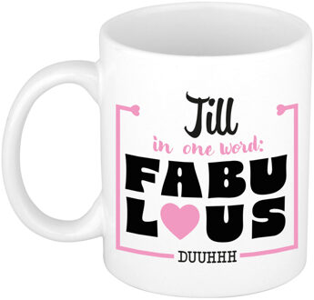 Bellatio Decorations Naam mok Jill - wit - Fabulous - keramiek - 300 ml - cadeau collega beker