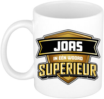 Bellatio Decorations Naam mok Joas - wit - Superieur - keramiek - 300 ml - cadeau collega beker