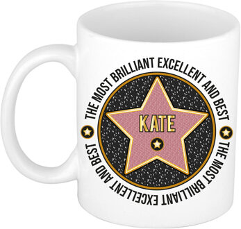 Bellatio Decorations Naam mok Kate - wit - Most Brilliant - keramiek - 300 ml - cadeau collega beker