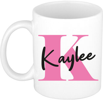 Bellatio Decorations Naam mok Kaylee - roze - wit - keramiek - 300 ml - verjaardag/cadeau beker Fuchsia