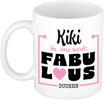 Bellatio Decorations Naam mok Kiki - wit - Fabulous - keramiek - 300 ml - cadeau collega beker