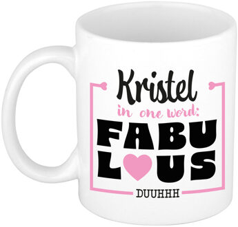 Bellatio Decorations Naam mok Kristel - wit - Fabulous - keramiek - 300 ml - cadeau collega beker