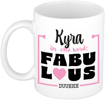 Bellatio Decorations Naam mok Kyra - wit - Fabulous - keramiek - 300 ml - cadeau collega beker