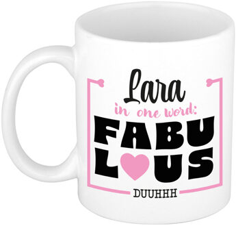 Bellatio Decorations Naam mok Lara - wit - Fabulous - keramiek - 300 ml - cadeau collega beker Roze
