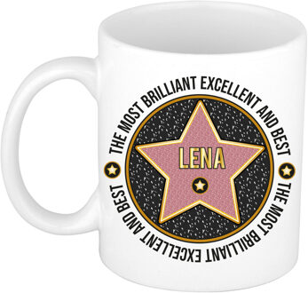 Bellatio Decorations Naam mok Lena - wit - Most Brilliant - keramiek - 300 ml - cadeau collega beker Zwart