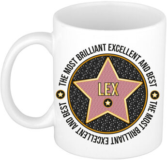 Bellatio Decorations Naam mok Lex - wit - Most Brilliant - keramiek - 300 ml - cadeau collega beker Zwart