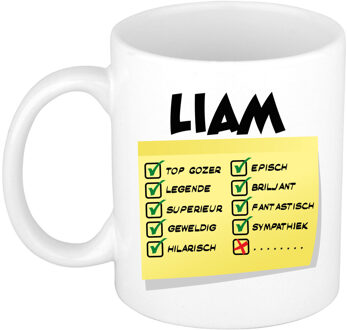 Bellatio Decorations Naam mok Liam - wit - top gozer - keramiek - 300 ml - cadeau collega beker