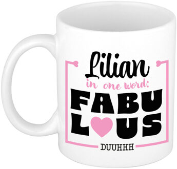 Bellatio Decorations Naam mok Lilian - wit - Fabulous - keramiek - 300 ml - cadeau collega beker