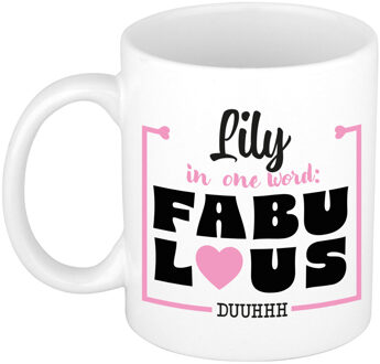 Bellatio Decorations Naam mok Lily - wit - Fabulous - keramiek - 300 ml - cadeau collega beker