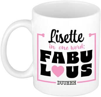 Bellatio Decorations Naam mok Lisette - wit - Fabulous - keramiek - 300 ml - cadeau collega beker